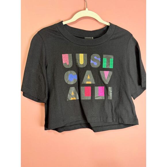 Just Cavalli by Roberto Cavalli Cropped Graphic Tee Size Medium - Picture 2 of 4